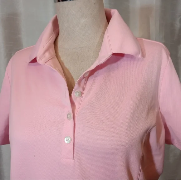 Nike Golf Polo Shirt, Women, Pink, Collar,V1/4 Button, Stretch, Logo, M 8-10 - Picture 5 of 10